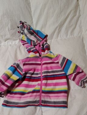 The Children's Place Pink Multi-Stripe Fleece Hoodie